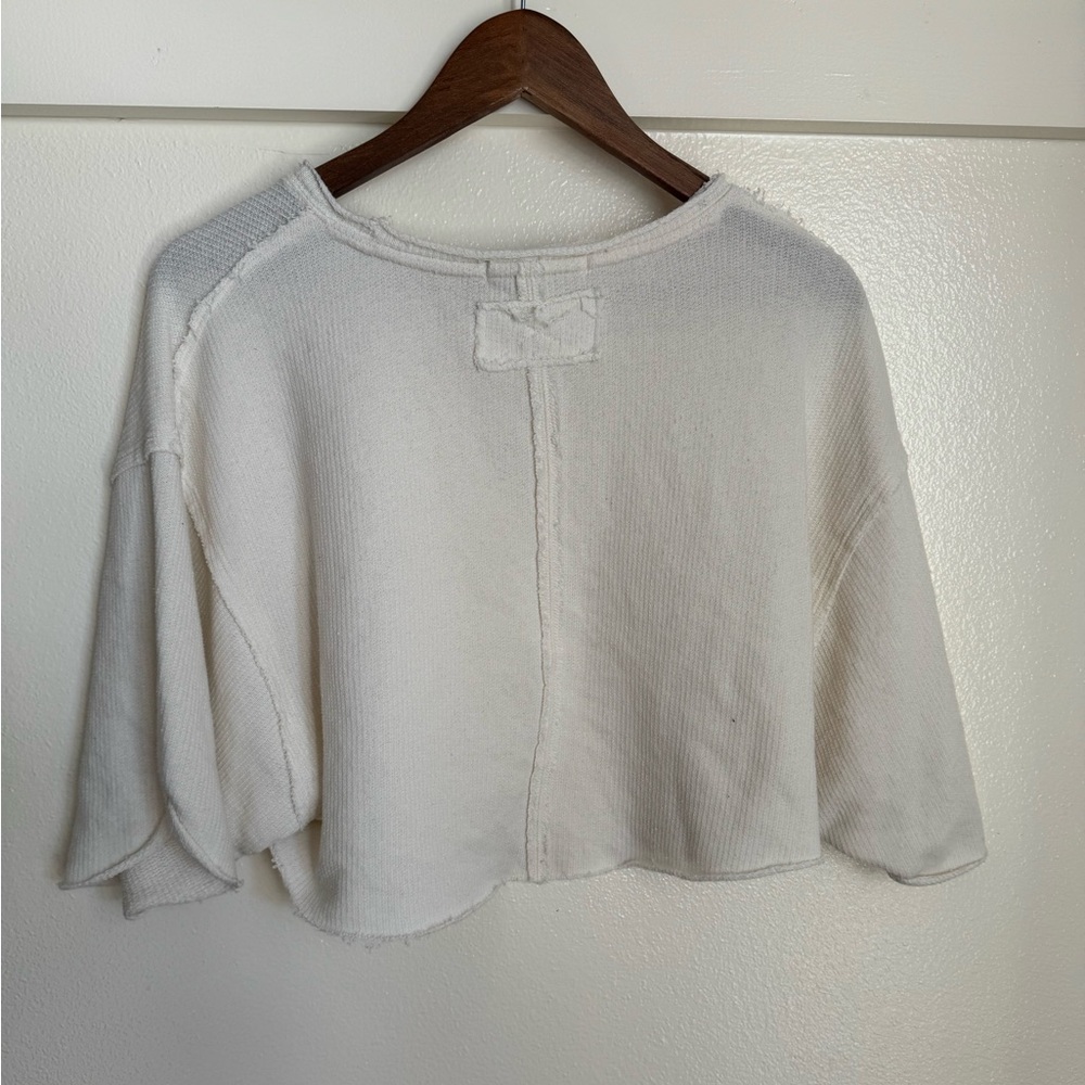 We The Free by Free People Cropped Oversized Raw Hem Sweater XS – Ivory Cream - Picture 8 of 10